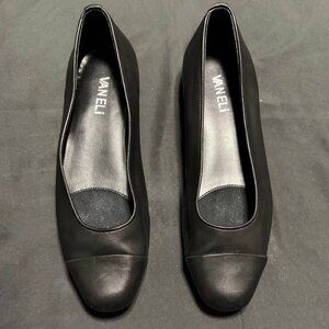 Vaneli Womens Black Italian Leather Ballet Flats Fc313 Sz 6.5 Narrow Lightweight